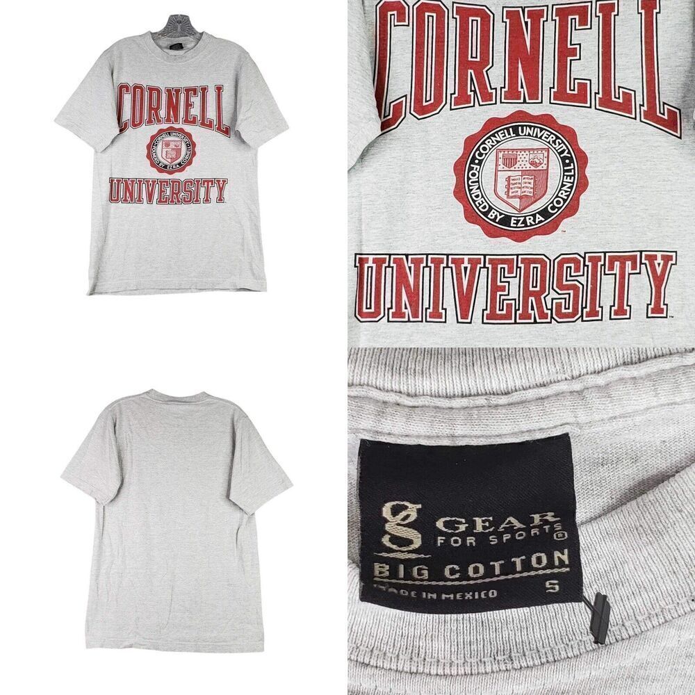 Cornell University Tee Shirt Size Small Gray Pullover College Graphic Logo